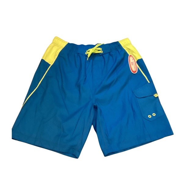 US Apparel Other - US Apparel Mens Blue Yellow Cargo Swim Trunks Shorts Size L